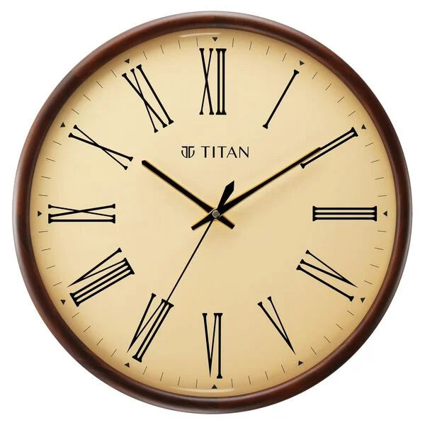 Titan Classic Wooden Wall Clock in Roman Numerals with Silent Sweep - W0065WA02