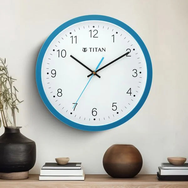 Titan Classic Quartz Analog Blue Dial Wall Clock With Silent Sweep Technology nuw0074pa04