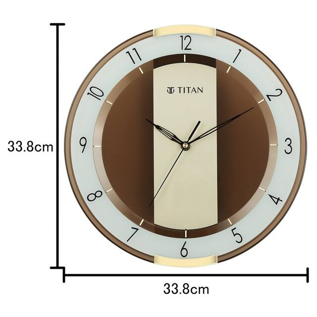 Titan Contemporary Brown Wall Clock with a partly Semi-transparent Dial - W0079PA02 - KRISHNA WATCH COMPANY