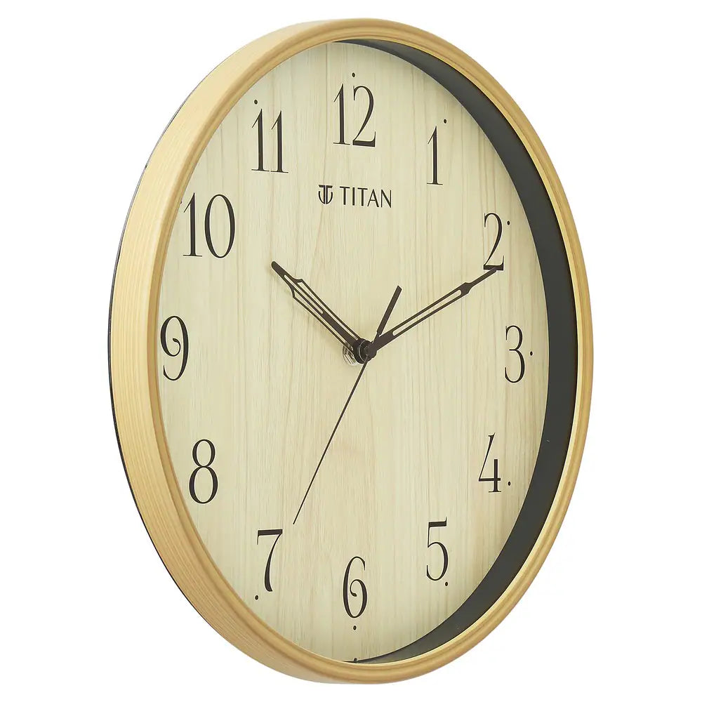 Titan Woodgrain Whispers - Light Brown Contemporary Wall Clock - W0080PA01 - KRISHNA WATCH COMPANY