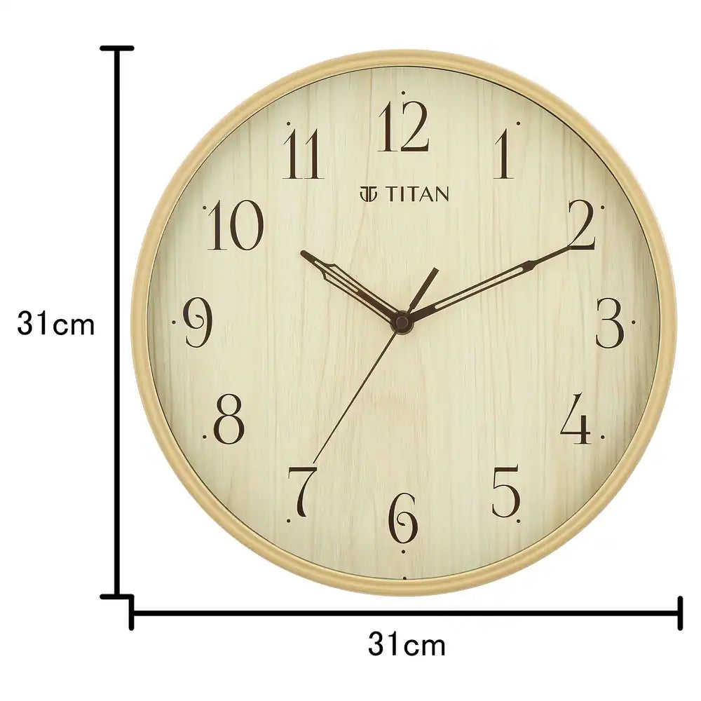 Titan Woodgrain Whispers - Light Brown Contemporary Wall Clock - W0080PA01 - KRISHNA WATCH COMPANY