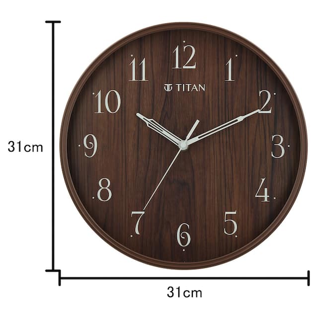 Titan Woodgrain Whispers - Dark Brown Contemporary Wall Clock - KRISHNA WATCH COMPANY