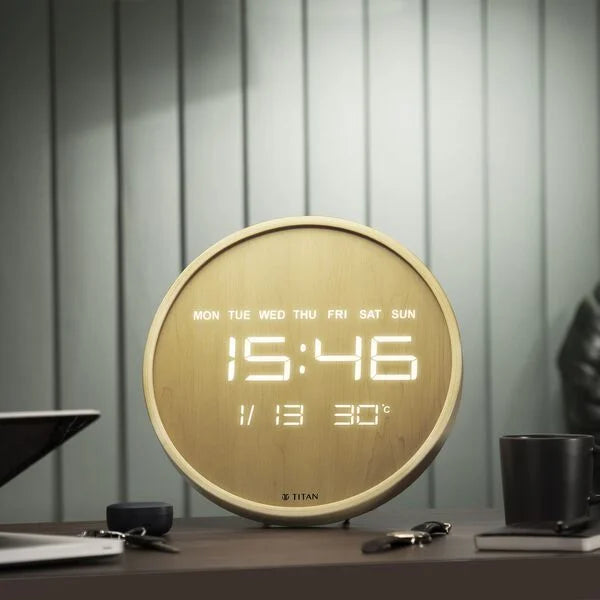 Titan Wood-Grain LED Digital Clock w0082wd01 - KRISHNA WATCH COMPANY
