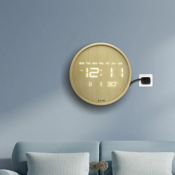 Titan Wood-Grain LED Digital Clock w0082wd01 - KRISHNA WATCH COMPANY