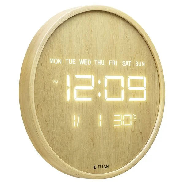 Titan Wood-Grain LED Digital Clock w0082wd01 - KRISHNA WATCH COMPANY