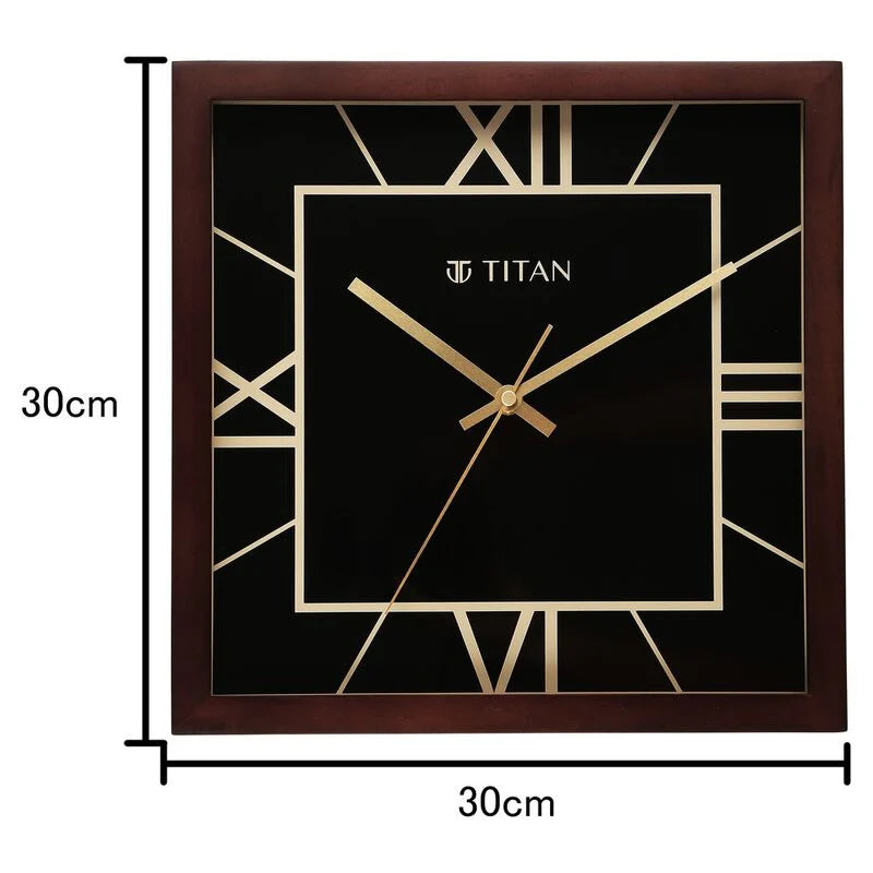 Titan Black & Timber Wooden Wall Clock W0090WA01 - KRISHNA WATCH COMPANY