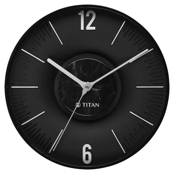 Titan Earth Flare Wall Clock - Black Marble Texture w0093pa02 - KRISHNA WATCH COMPANY