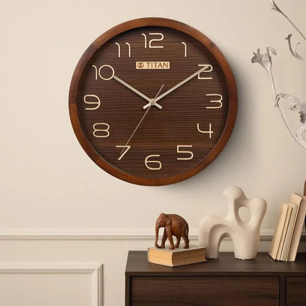 Titan Classic Wooden Wall Clock (30cm x 30cm) w0104wa01 - KRISHNA WATCH COMPANY