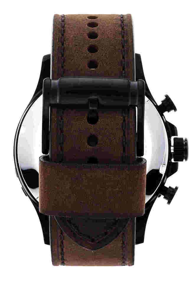 Fossil Mens 50 mm Nate Black Dial Leather Chronograph Watch - JR1487 - KRISHNA WATCH COMPANY