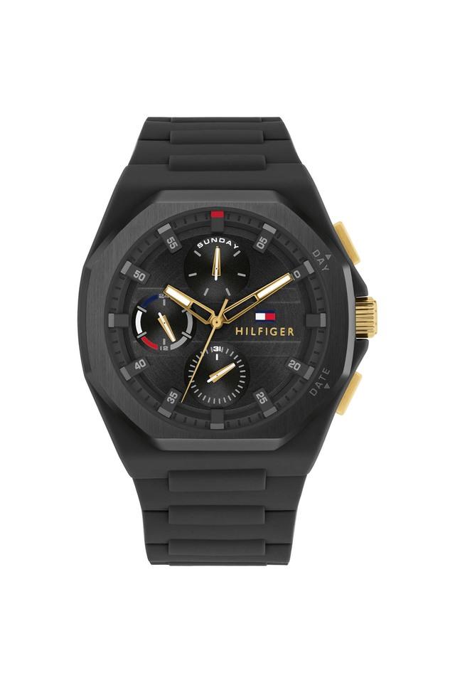 TOMMY HILFIGER Drop2 44 mm Black Dial Silicone Analogue Wrist Watch for Men - TH1792120W - KRISHNA WATCH COMPANY