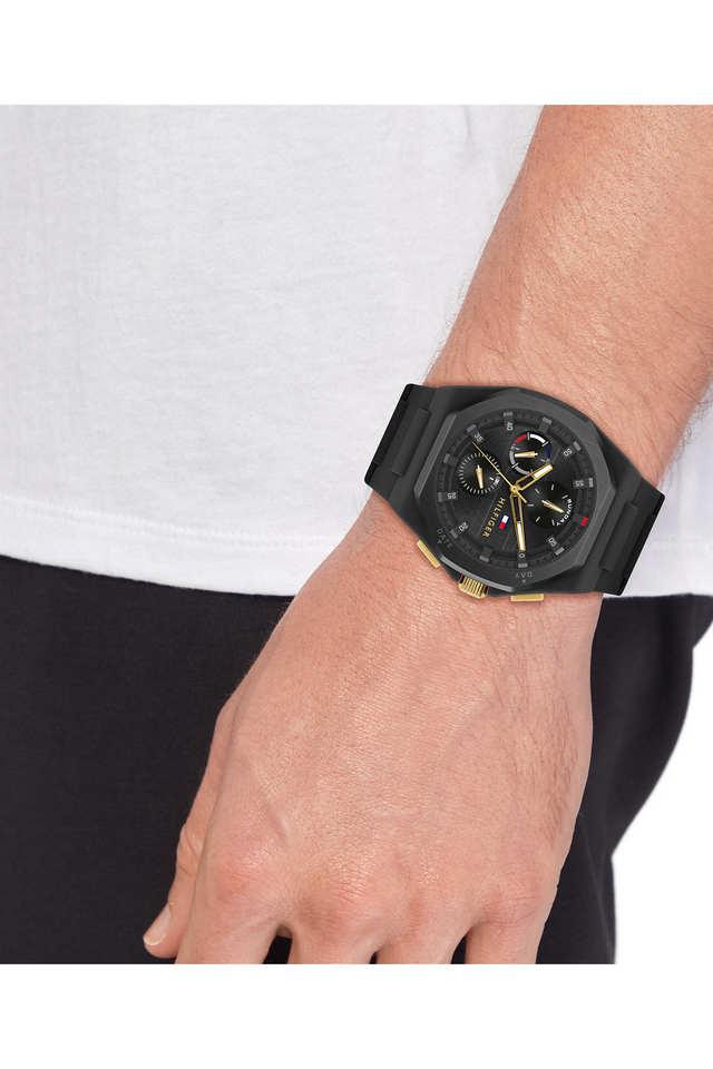 TOMMY HILFIGER Drop2 44 mm Black Dial Silicone Analogue Wrist Watch for Men - TH1792120W - KRISHNA WATCH COMPANY