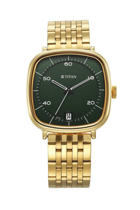 TITAN NEO Curve Green Dial Stainless Steel Analogue Watch For Men - 1885YM02 - KRISHNA WATCH COMPANY