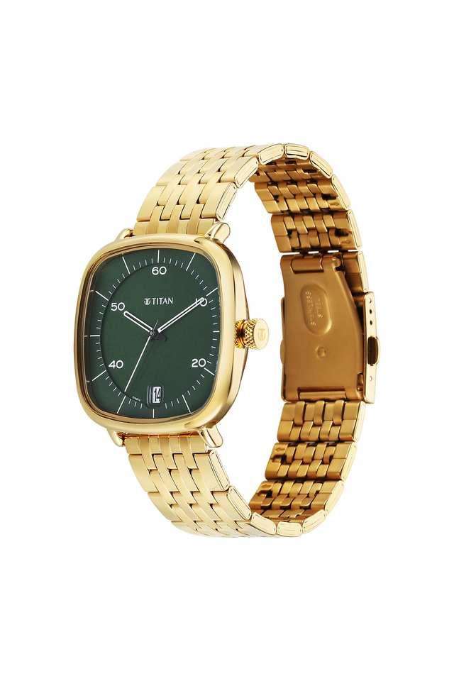 TITAN NEO Curve Green Dial Stainless Steel Analogue Watch For Men - 1885YM02 - KRISHNA WATCH COMPANY