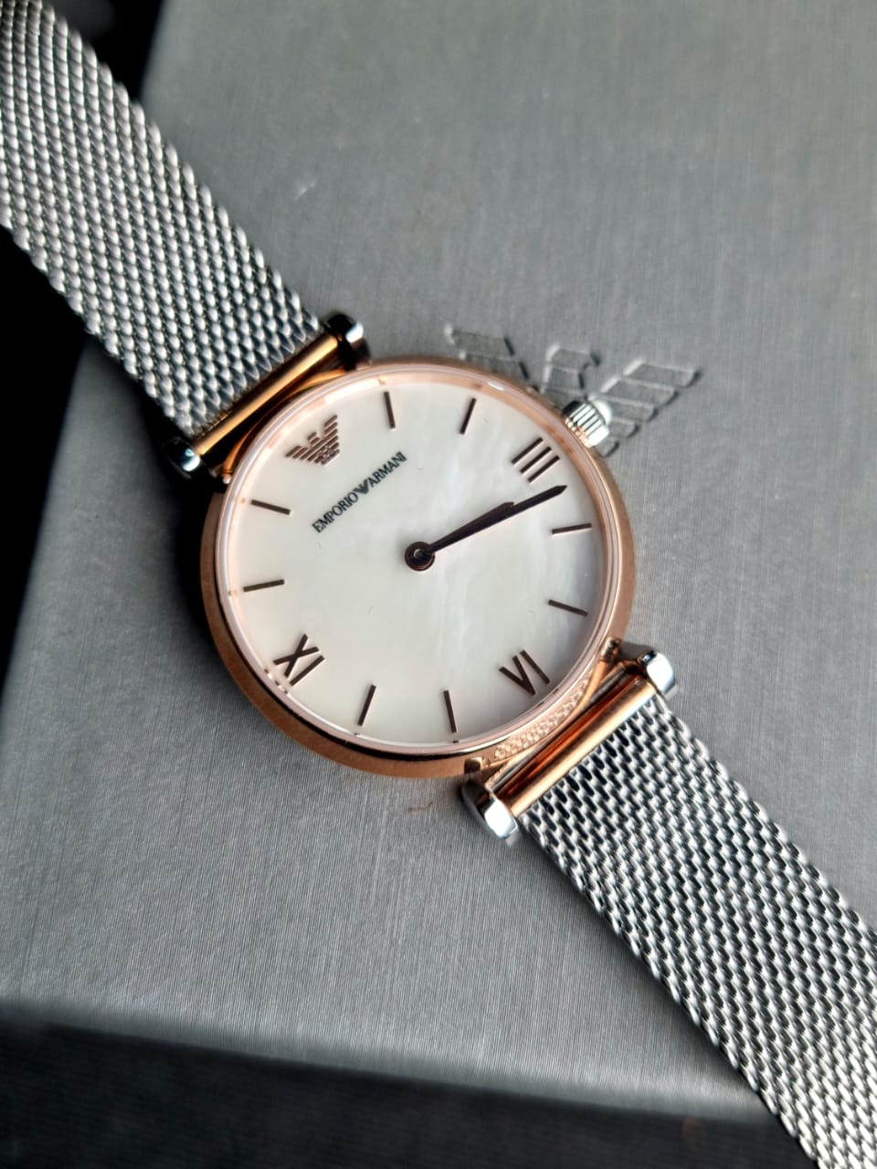 Emporio Armani Stainless Steel Analog Mother of Pearl Dial Women Watch AR2067 - KRISHNA WATCH COMPANY
