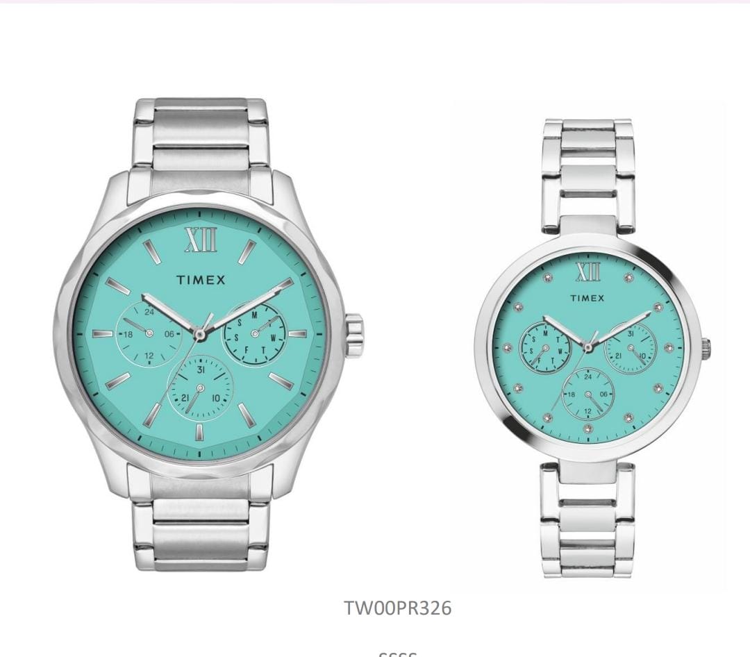 Timex Tiffany Blue Dial St Steel Bracelet Watch Set - TW00PR326 - KRISHNA WATCH COMPANY