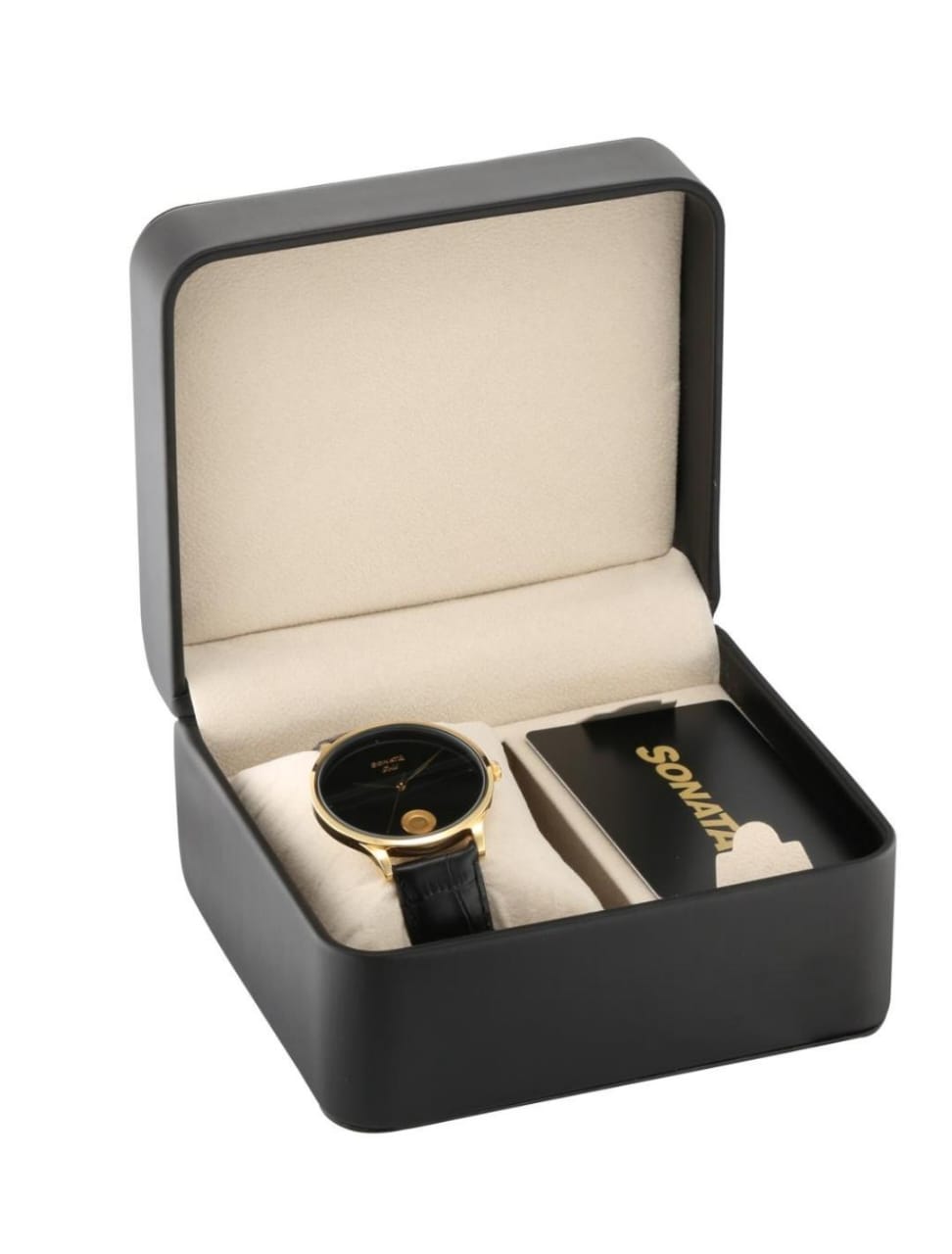 Sonata’s first ever watch embedded with a 22kt 0.15 gms gold coin on the dial watch for Women - 8190YL01 - KRISHNA WATCH COMPANY