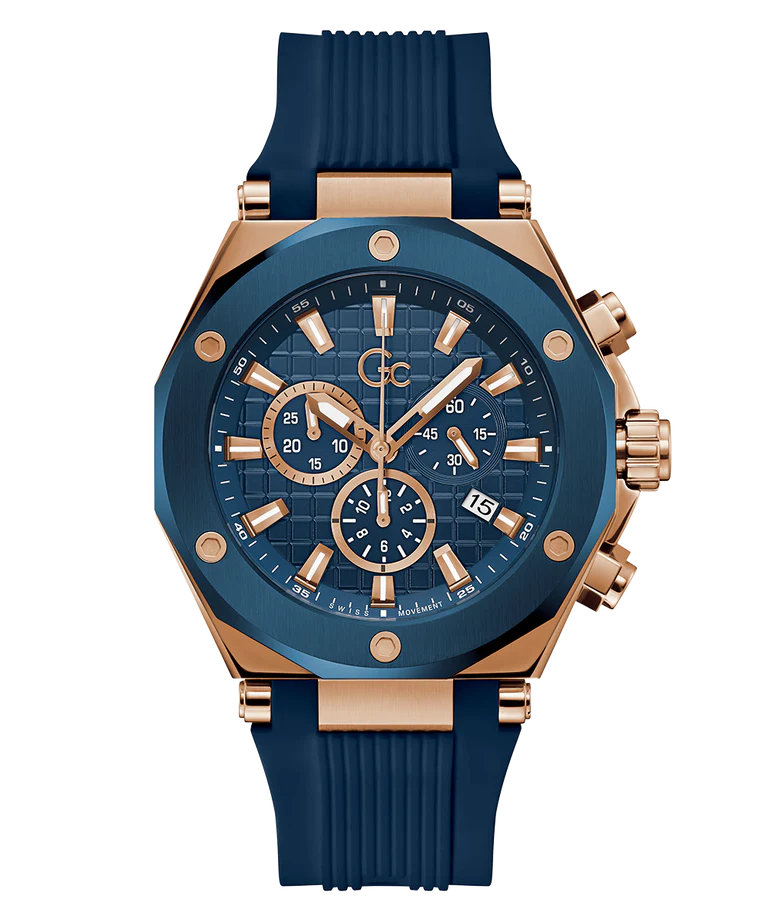 Gc Legacy Blue Round Dial Analog Men Watch - Z18006G7MF - KRISHNA WATCH COMPANY