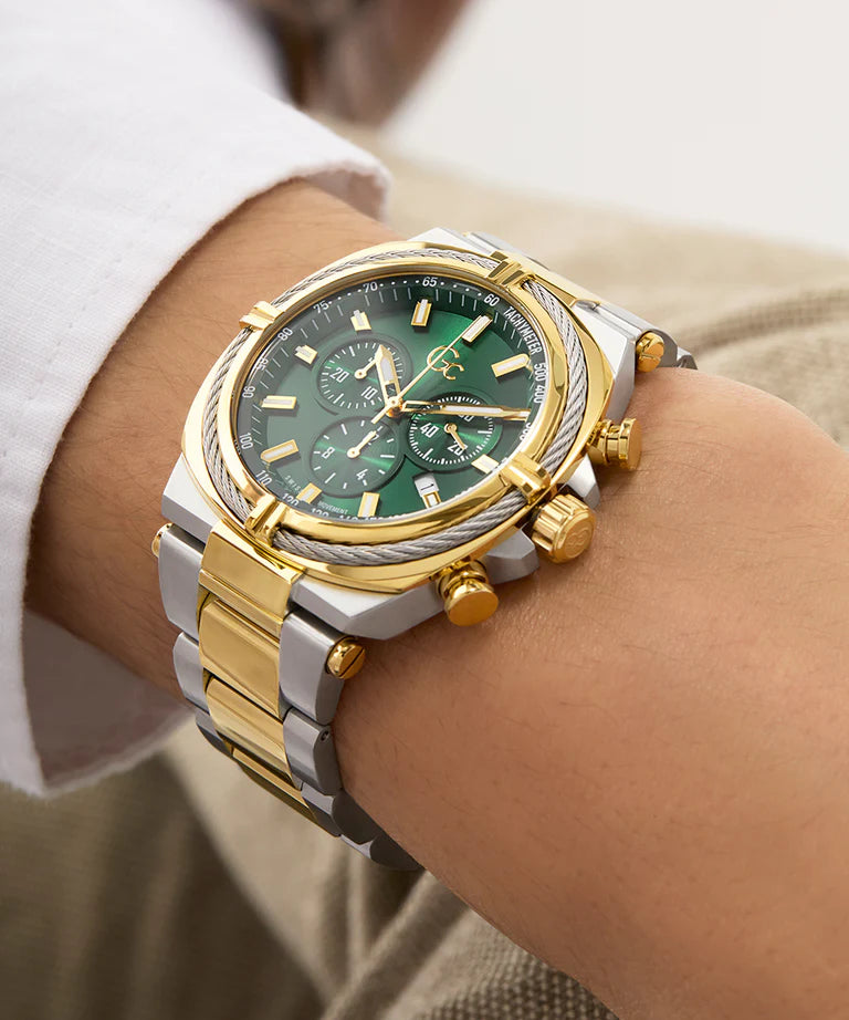 Gc Ironclass Green Round Dial Analog Mens Watch - Z32005G9 - KRISHNA WATCH COMPANY