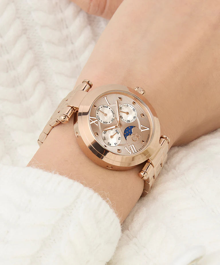 Gc Rose Gold Round Dial Analog Women's Watch - Z62003L3 - KRISHNA WATCH COMPANY