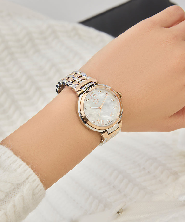 Gc White Round Dial Analog Women's Watch - Z64001L1 - KRISHNA WATCH COMPANY