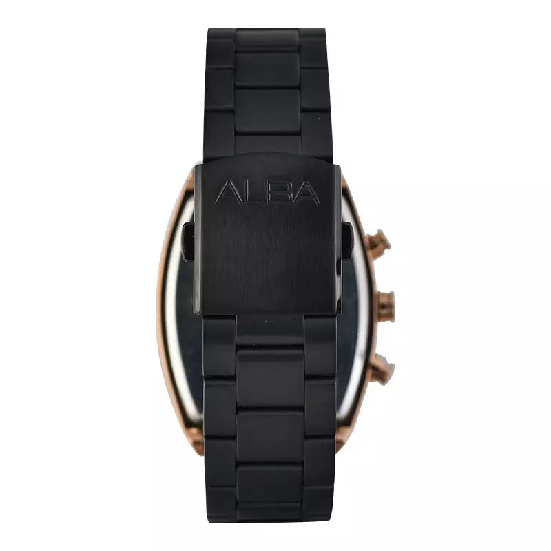 ALBA Black & Gold Rectangular Dial Chronograph Watch AM3992X1 - KRISHNA WATCH COMPANY