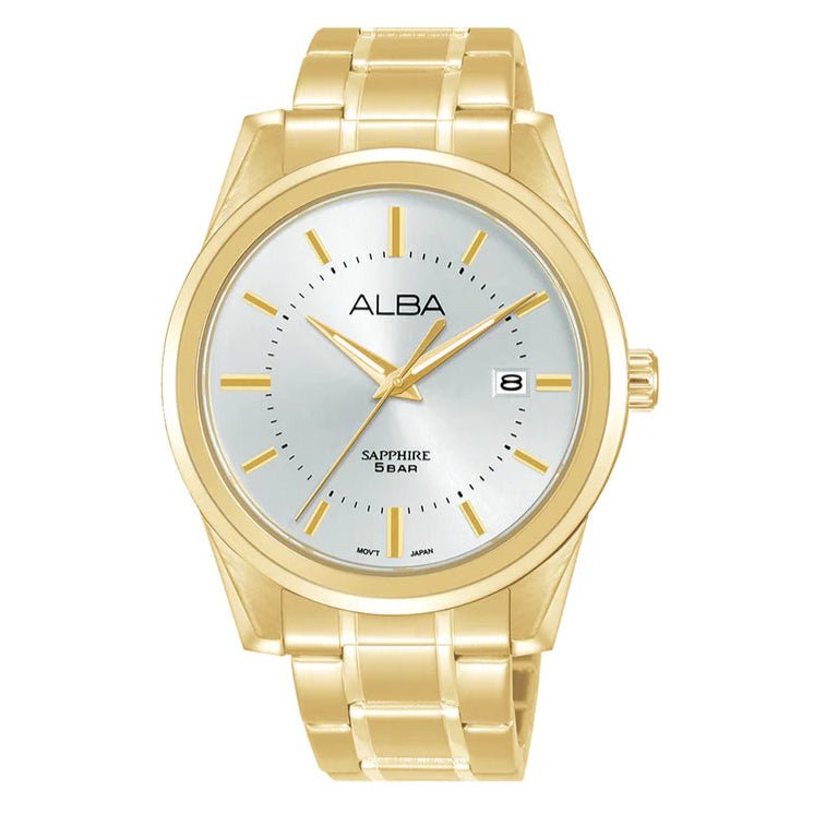ALBA Gold Tone Sapphire Dial Watch AS9V18X1 - KRISHNA WATCH COMPANY
