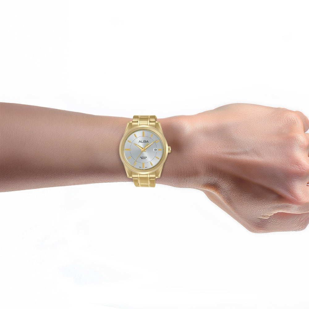 ALBA Gold Tone Sapphire Dial Watch AS9V18X1 - KRISHNA WATCH COMPANY
