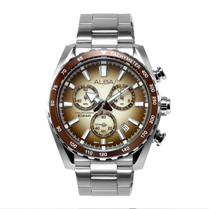 ALBA Golden Beige Dial Chronograph Watch AX7009X1