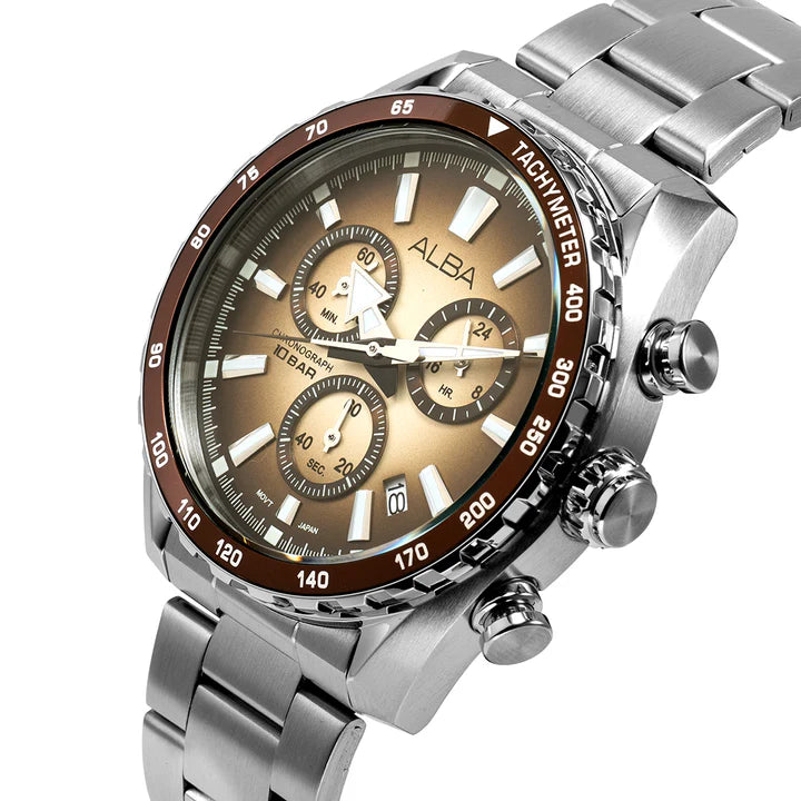 ALBA Golden Beige Dial Chronograph Watch - AX7009X1 - KRISHNA WATCH COMPANY