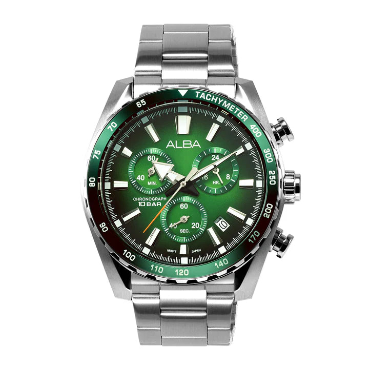 ALBA Green Dial Chronograph Watch - AX7007X1 - KRISHNA WATCH COMPANY