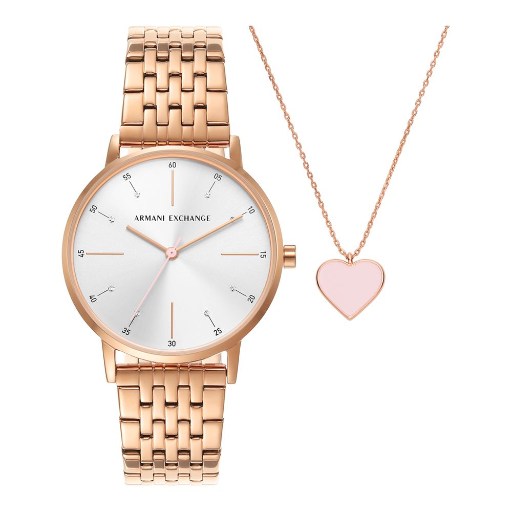 Armani Exchange Women Lola Round White Watches - AX7145SET - KRISHNA WATCH COMPANY