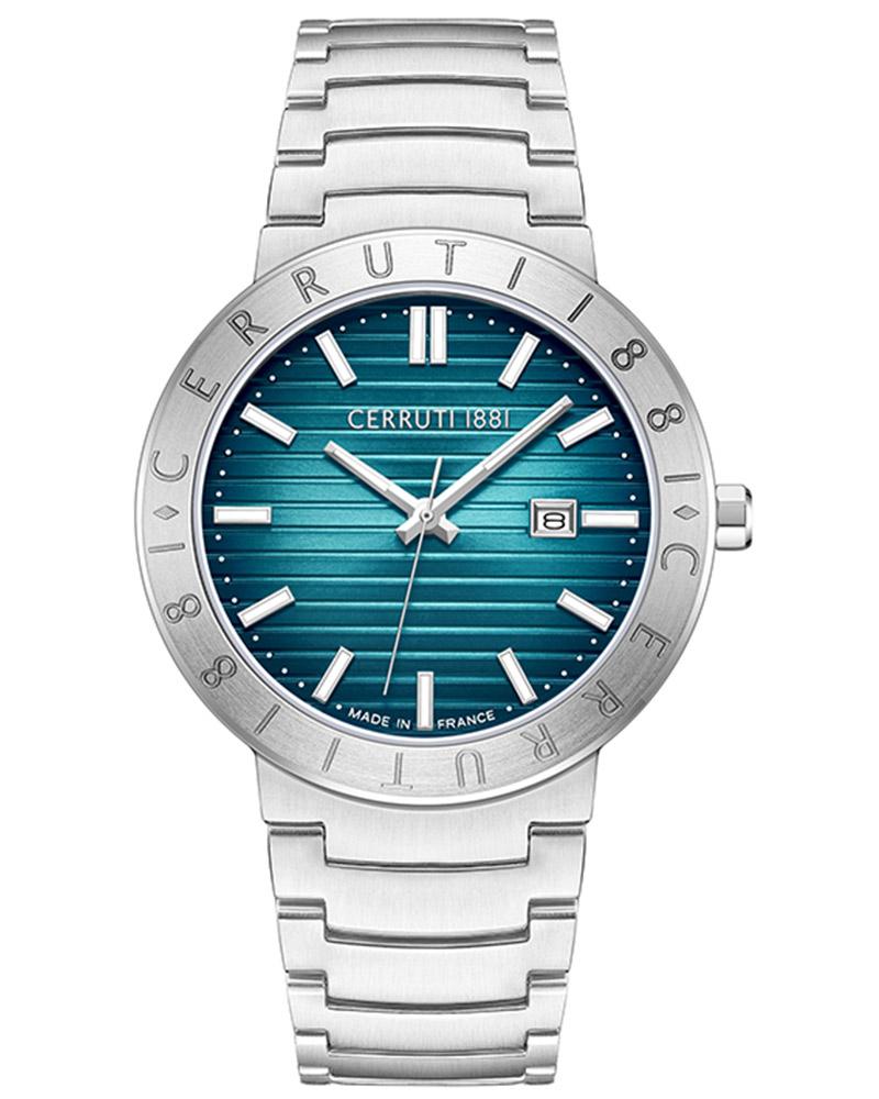 CERRUTI 1881 Quartz 33.5 mm Blue Dial Silver Analogue Wrist Watch For Men - CECIWGA0043102W - KRISHNA WATCH COMPANY
