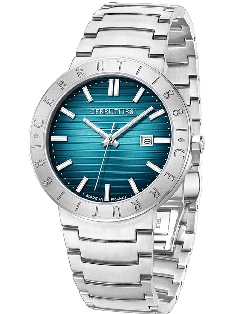 CERRUTI 1881 Quartz 33.5 mm Blue Dial Silver Analogue Wrist Watch For Men - CECIWGA0043102W - KRISHNA WATCH COMPANY