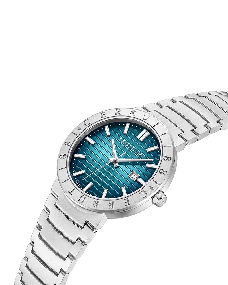 CERRUTI 1881 Quartz 33.5 mm Blue Dial Silver Analogue Wrist Watch For Men - CECIWGA0043102W - KRISHNA WATCH COMPANY