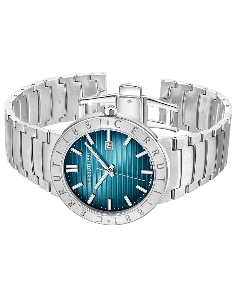 CERRUTI 1881 Quartz 33.5 mm Blue Dial Silver Analogue Wrist Watch For Men - CECIWGA0043102W - KRISHNA WATCH COMPANY