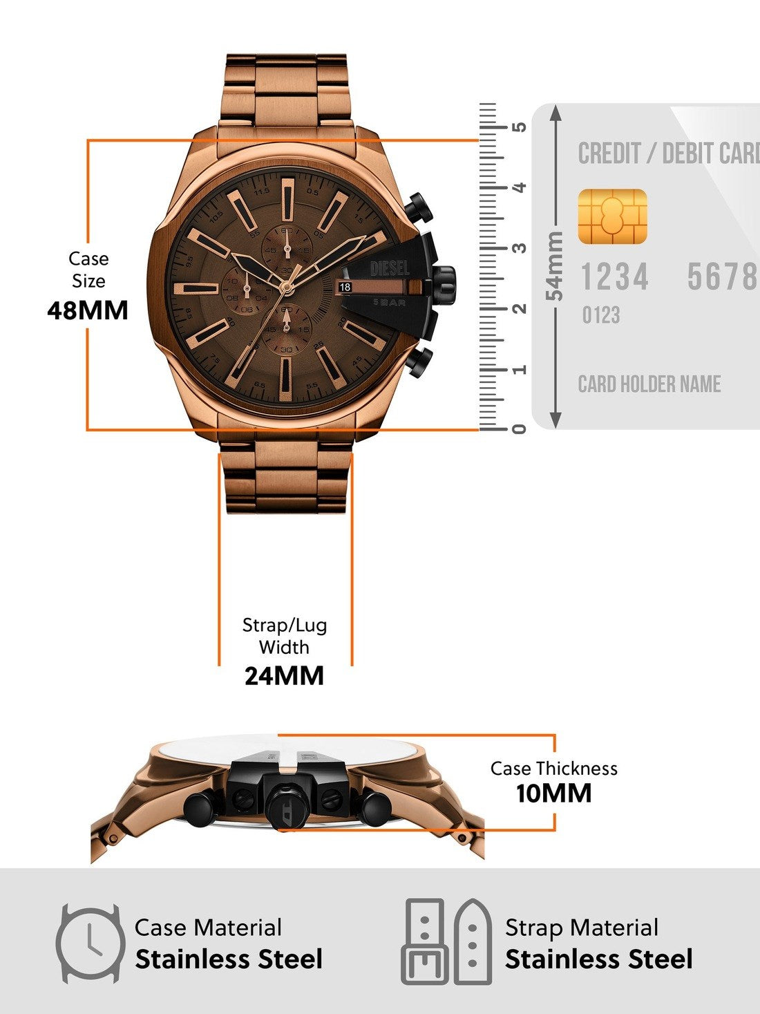 Diesel Mega Chief Slim Quartz Chronograph Men - DZ4697 - KRISHNA WATCH COMPANY