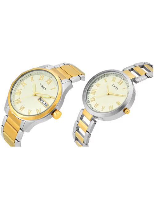 Timex Cream Dial Stainless Steel bracelet Men's Watch - TW00PR341 - KRISHNA WATCH COMPANY