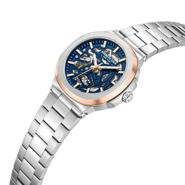 Kenneth Cole Automatic Blue Dial With Silver Stainless Steel Strap Watch For Men ntkcwgy0046201mn - KRISHNA WATCH COMPANY