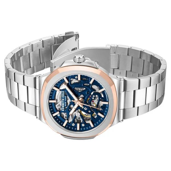 Kenneth Cole Automatic Blue Dial With Silver Stainless Steel Strap Watch For Men ntkcwgy0046201mn - KRISHNA WATCH COMPANY