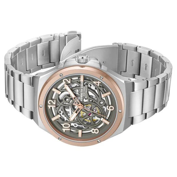 Kenneth Cole Automatic Grey Dial With Silver Stainless Steel Strap Watch For Men ntkcwgy0046303mn - KRISHNA WATCH COMPANY