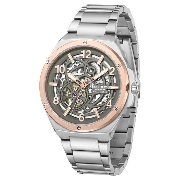 Kenneth Cole Automatic Grey Dial With Silver Stainless Steel Strap Watch For Men ntkcwgy0046303mn - KRISHNA WATCH COMPANY