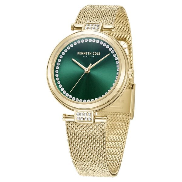Kenneth Cole Quartz Analog Green Dial Golden Stainless Steel Strap Watch for Women ntkcwlg0026801ld - KRISHNA WATCH COMPANY