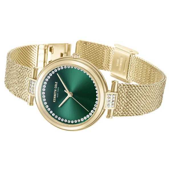 Kenneth Cole Quartz Analog Green Dial Golden Stainless Steel Strap Watch for Women ntkcwlg0026801ld