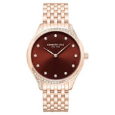 Kenneth Cole Quartz Analog Maroon Dial Rose Gold Colour Stainless Steel Strap Watch For Women kcwlg0068203ld