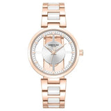 Kenneth Cole Quartz Analog Silver Dial Rose Gold Colour Ceramic Strap Watch For Women kcwlg0066701ld - KRISHNA WATCH COMPANY