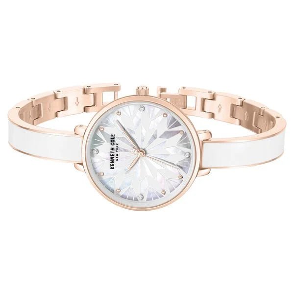 Kenneth Cole Quartz Analog White Dial Rose Gold Colour Stainless Steel Strap Watch For Women kcwlg0068003ld - KRISHNA WATCH COMPANY