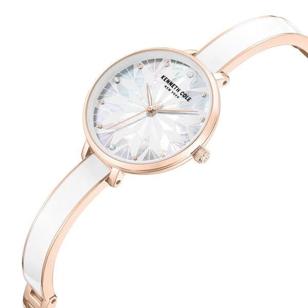 Kenneth Cole Quartz Analog White Dial Rose Gold Colour Stainless Steel Strap Watch For Women kcwlg0068003ld