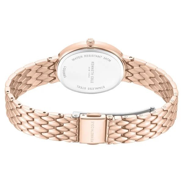 Kenneth Cole Quartz Analog White Dial Rose Gold Colour Stainless Steel Strap Watch For Women kcwlg0068301ld
