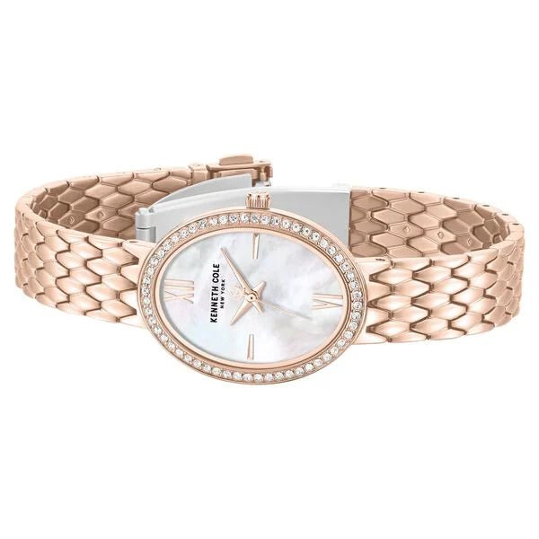 Kenneth Cole Quartz Analog White Dial Rose Gold Colour Stainless Steel Strap Watch For Women kcwlg0068301ld