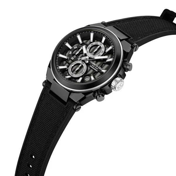 Kenneth Cole Quartz Multifunction Black Dial Black Colour Silicone Strap Watch For Men kcwgo0065701mn